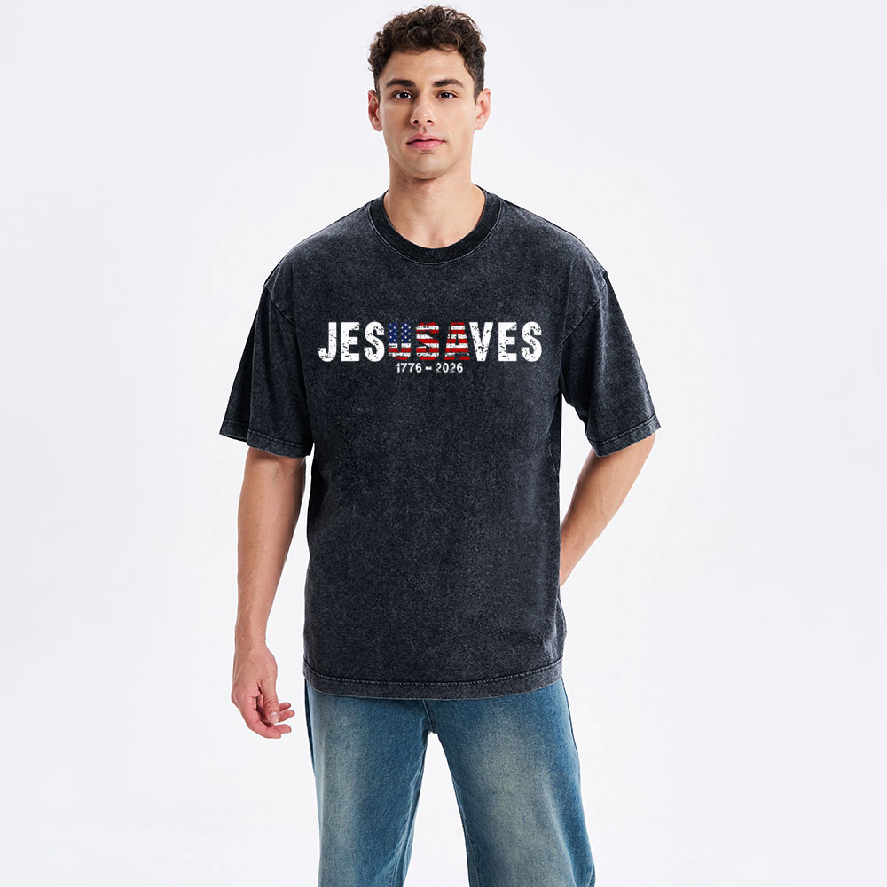Jesus Saves Christian Washed T-Shirt
