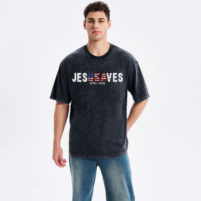 Jesus Saves Christian Washed T-Shirt