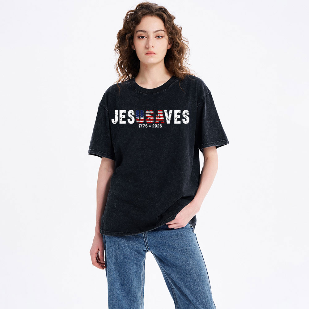 Jesus Saves Christian Washed T-Shirt