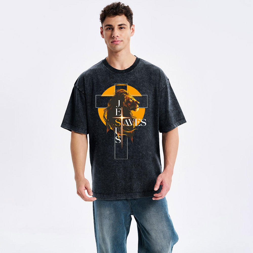 Jesus Saves Christian Washed T-Shirt