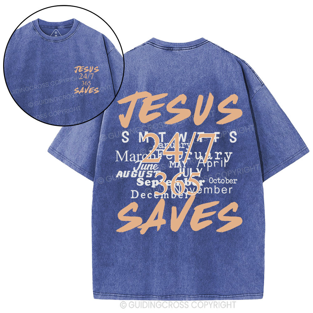 Jesus Saves Christian Washed T-Shirt