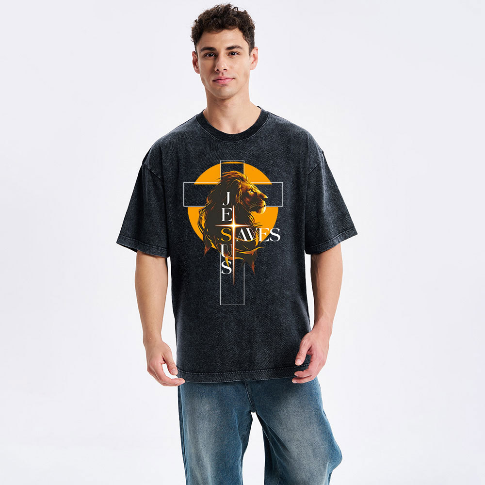 Jesus Saves Christian Washed T-Shirt