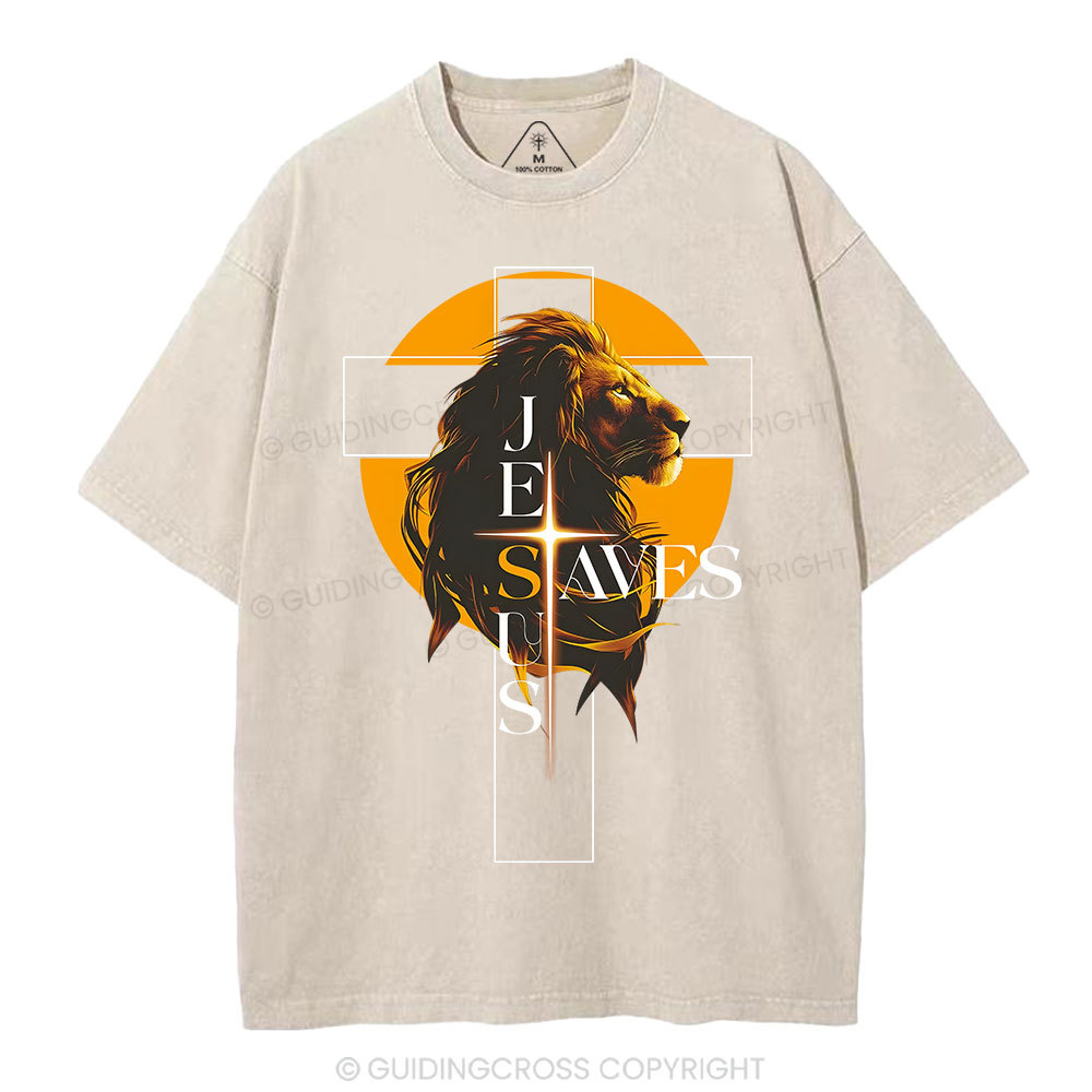 Jesus Saves Christian Washed T-Shirt