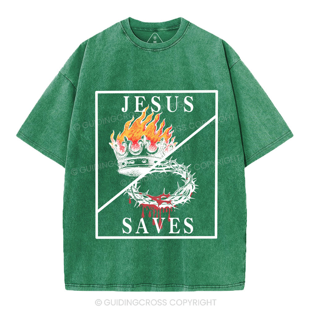 Jesus Saves Christian Washed T-Shirt