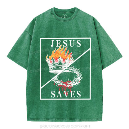 Jesus Saves Christian Washed T-Shirt