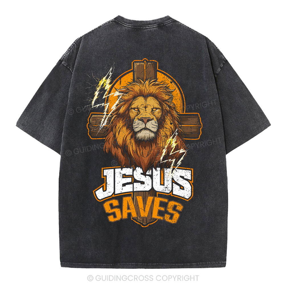 Jesus Saves Christian Washed T-Shirt