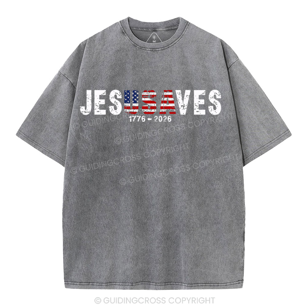 Jesus Saves Christian Washed T-Shirt