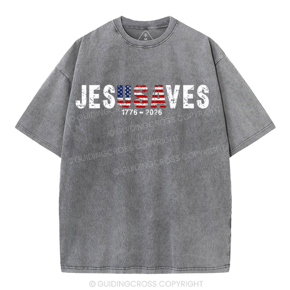Jesus Saves Christian Washed T-Shirt
