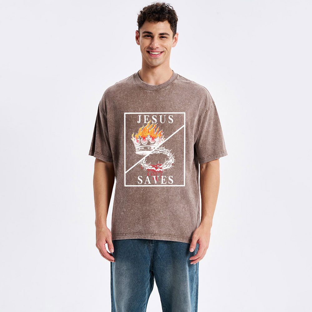 Jesus Saves Christian Washed T-Shirt