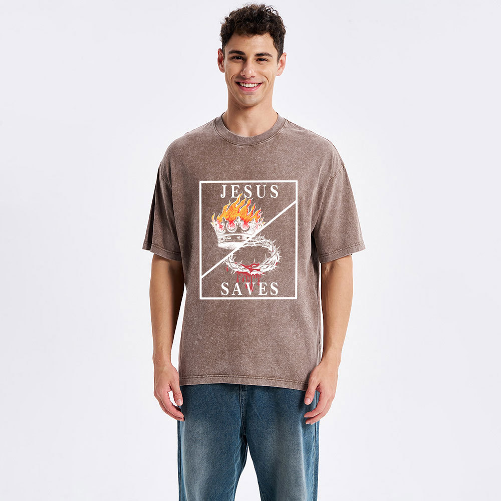 Jesus Saves Christian Washed T-Shirt