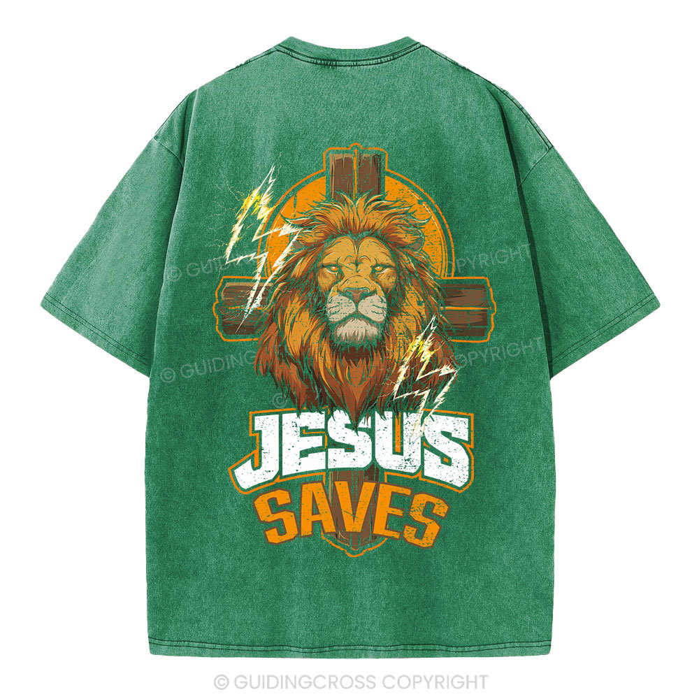 Jesus Saves Christian Washed T-Shirt