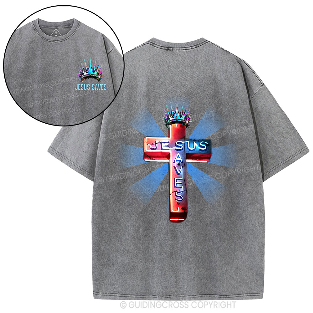 Jesus Saves Christian Washed T-Shirt