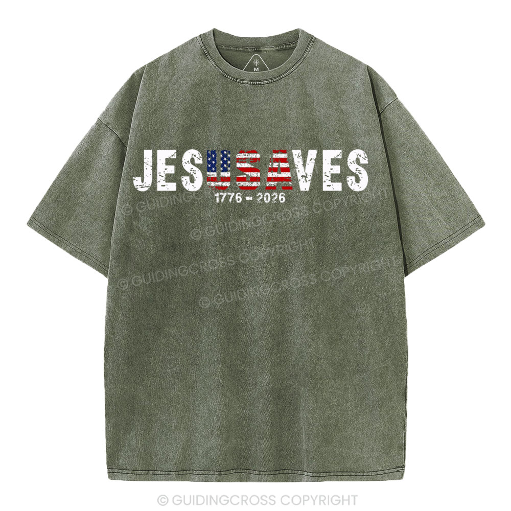 Jesus Saves Christian Washed T-Shirt