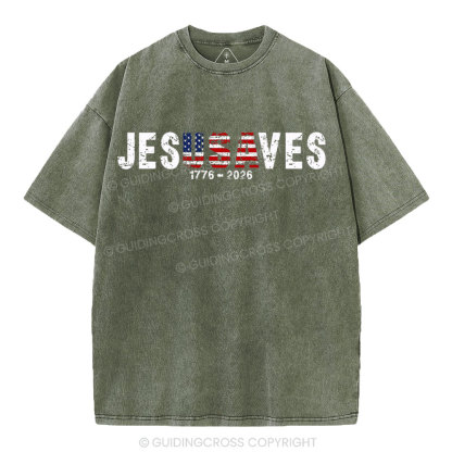 Jesus Saves Christian Washed T-Shirt