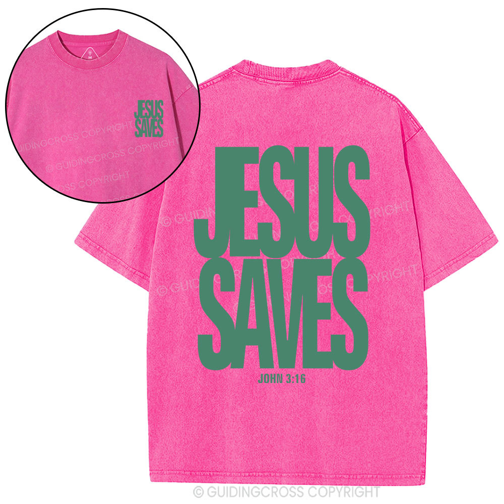 Jesus Saves  Christian Washed T-Shirt