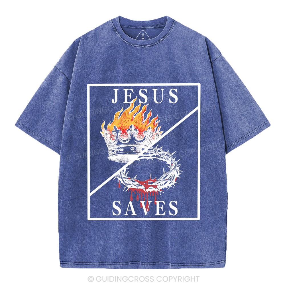 Jesus Saves Christian Washed T-Shirt