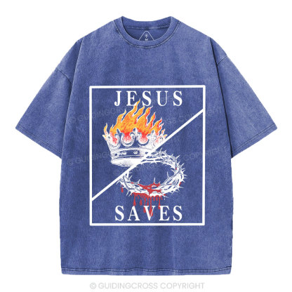 Jesus Saves Christian Washed T-Shirt