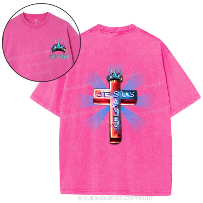 Jesus Saves Christian Washed T-Shirt