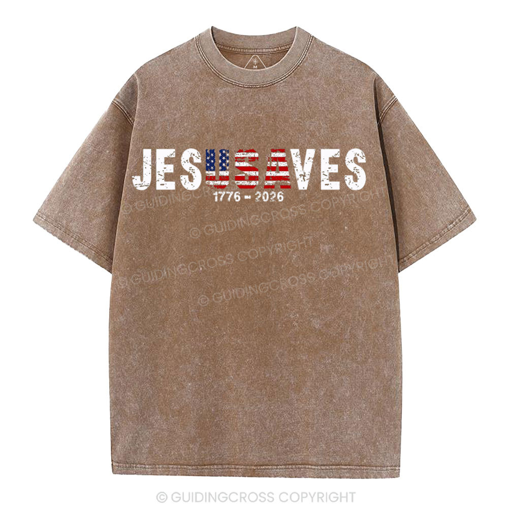 Jesus Saves Christian Washed T-Shirt