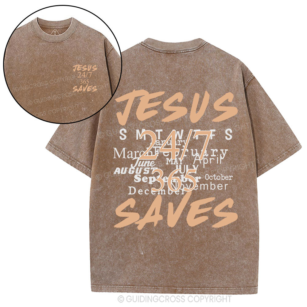 Jesus Saves Christian Washed T-Shirt