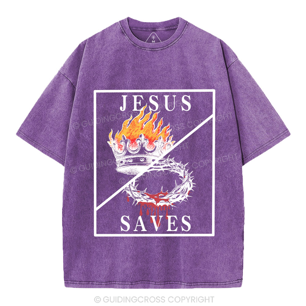 Jesus Saves Christian Washed T-Shirt
