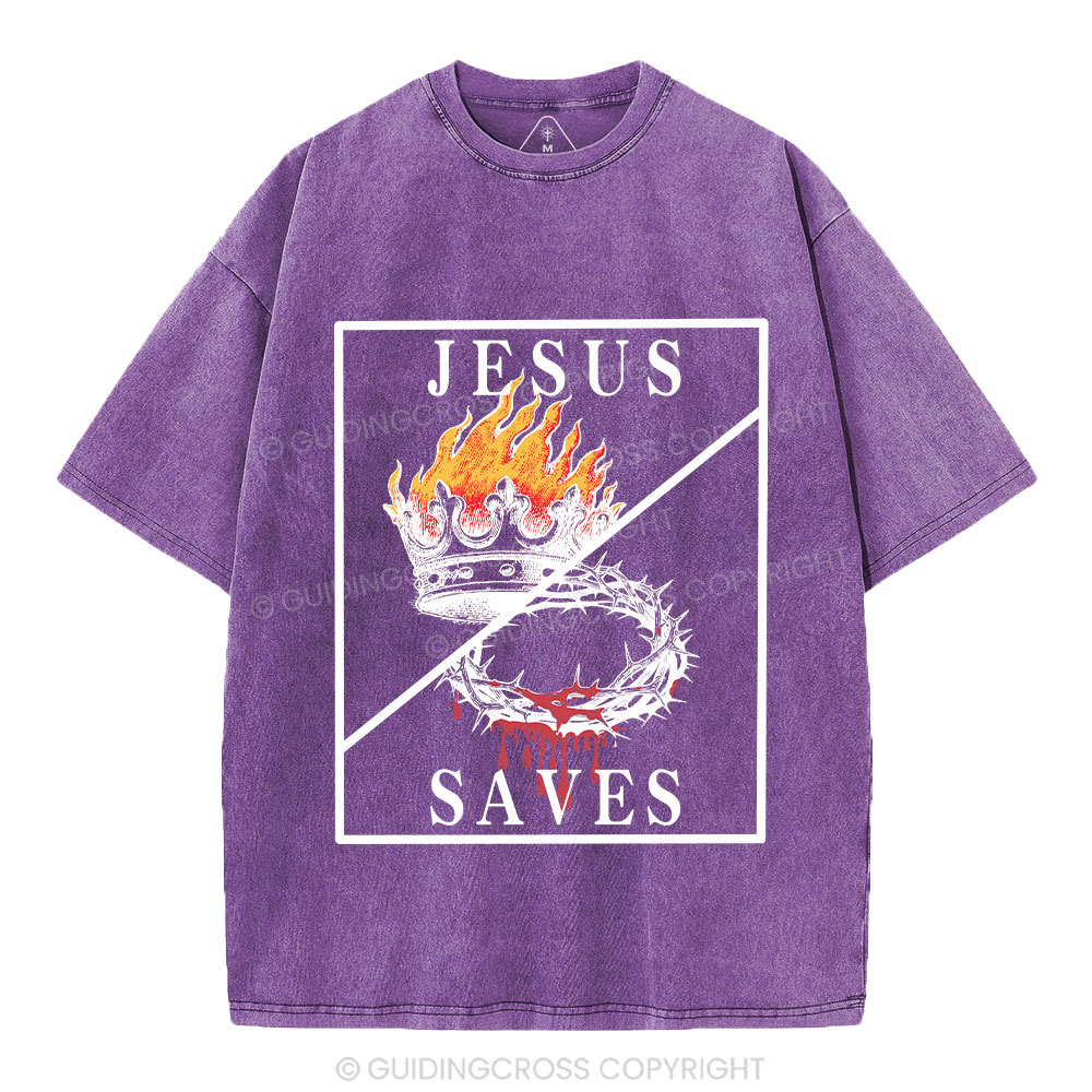 Jesus Saves Christian Washed T-Shirt