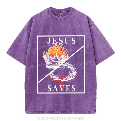 Jesus Saves Christian Washed T-Shirt