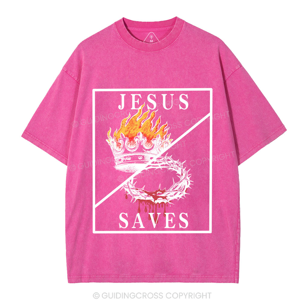 Jesus Saves Christian Washed T-Shirt