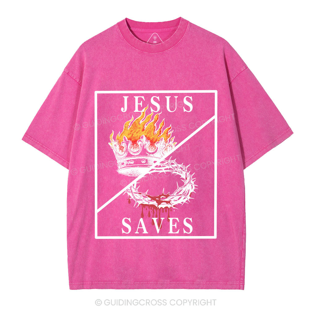 Jesus Saves Christian Washed T-Shirt