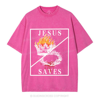 Jesus Saves Christian Washed T-Shirt