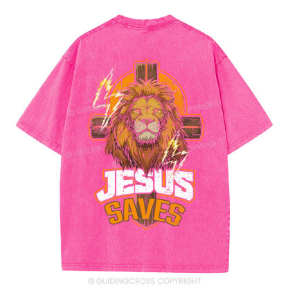 Jesus Saves Christian Washed T-Shirt