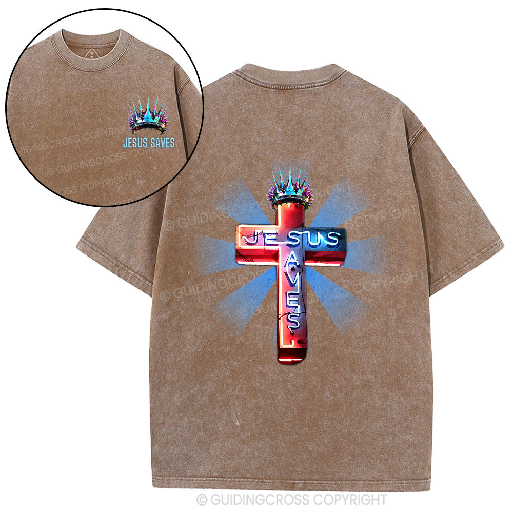 Jesus Saves Christian Washed T-Shirt