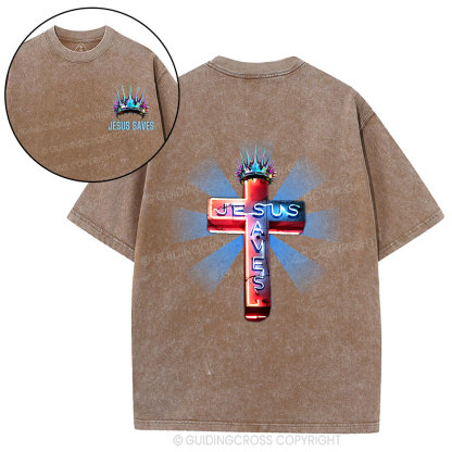 Jesus Saves Christian Washed T-Shirt