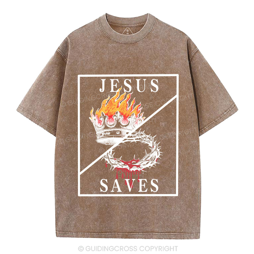 Jesus Saves Christian Washed T-Shirt