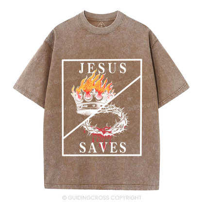 Jesus Saves Christian Washed T-Shirt