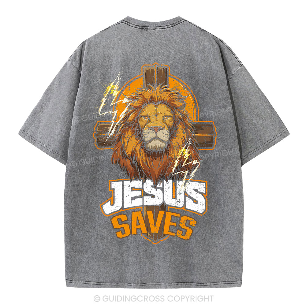 Jesus Saves Christian Washed T-Shirt