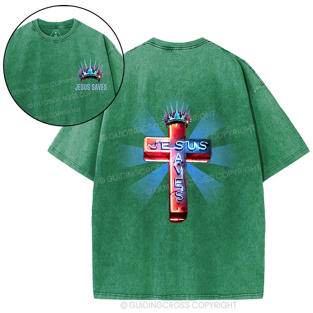 Jesus Saves Christian Washed T-Shirt
