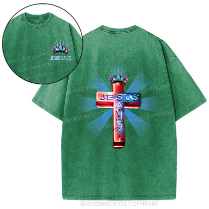 Jesus Saves Christian Washed T-Shirt