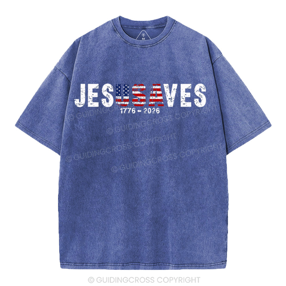 Jesus Saves Christian Washed T-Shirt