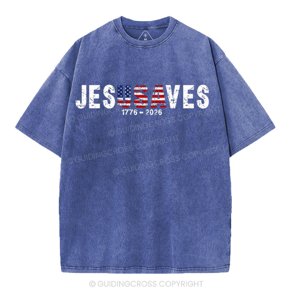 Jesus Saves Christian Washed T-Shirt
