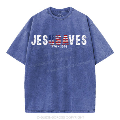 Jesus Saves Christian Washed T-Shirt
