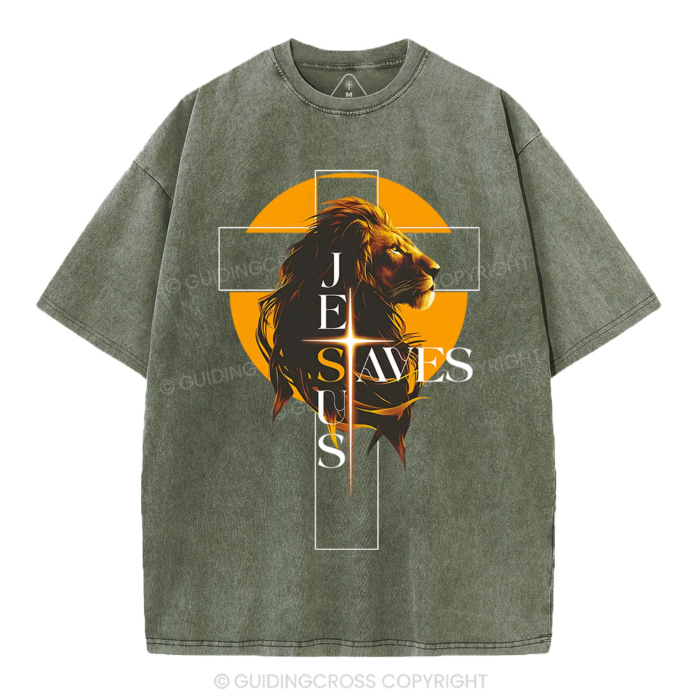 Jesus Saves Christian Washed T-Shirt