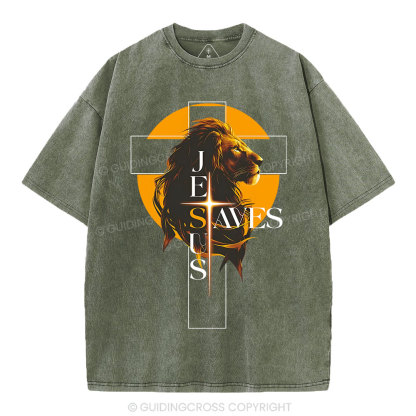 Jesus Saves Christian Washed T-Shirt