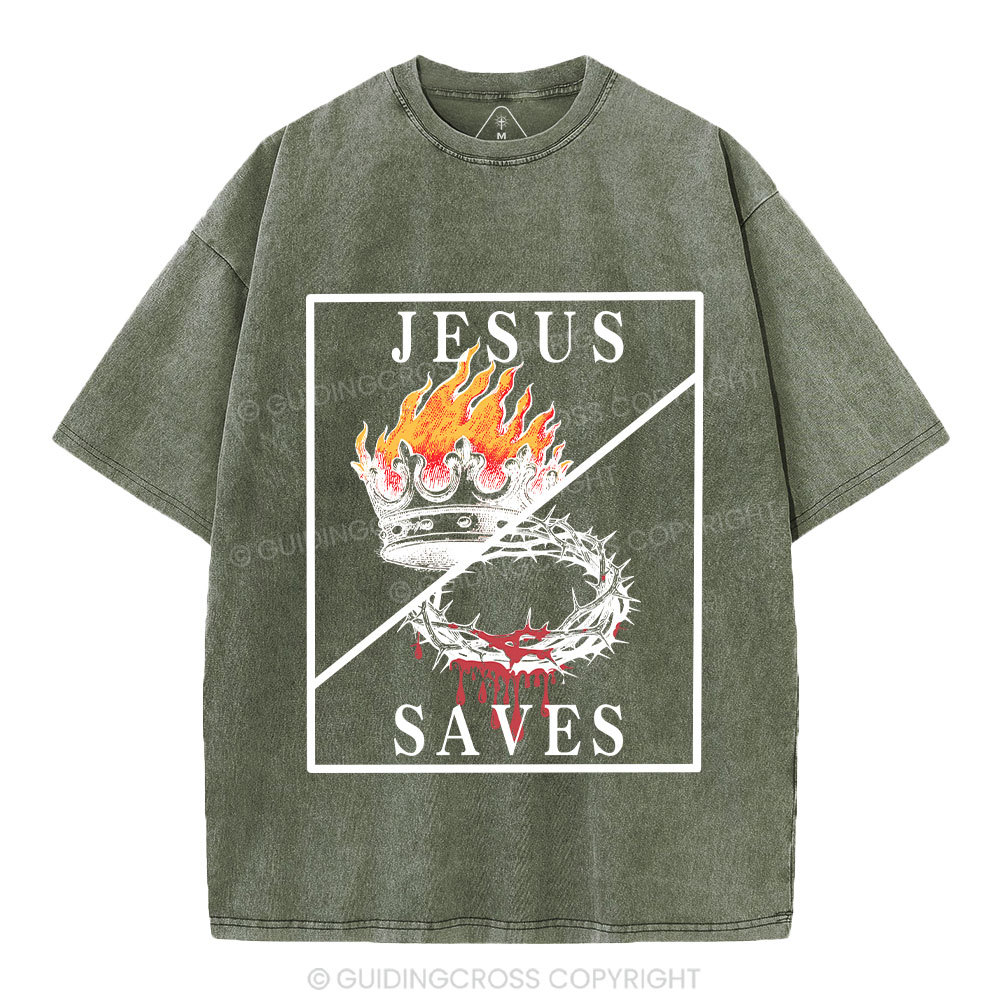Jesus Saves Christian Washed T-Shirt