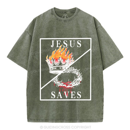Jesus Saves Christian Washed T-Shirt