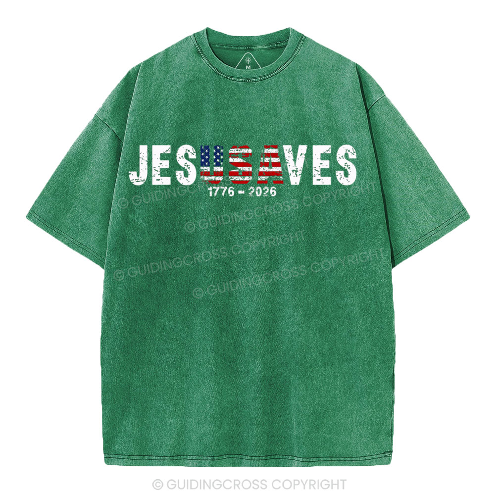 Jesus Saves Christian Washed T-Shirt