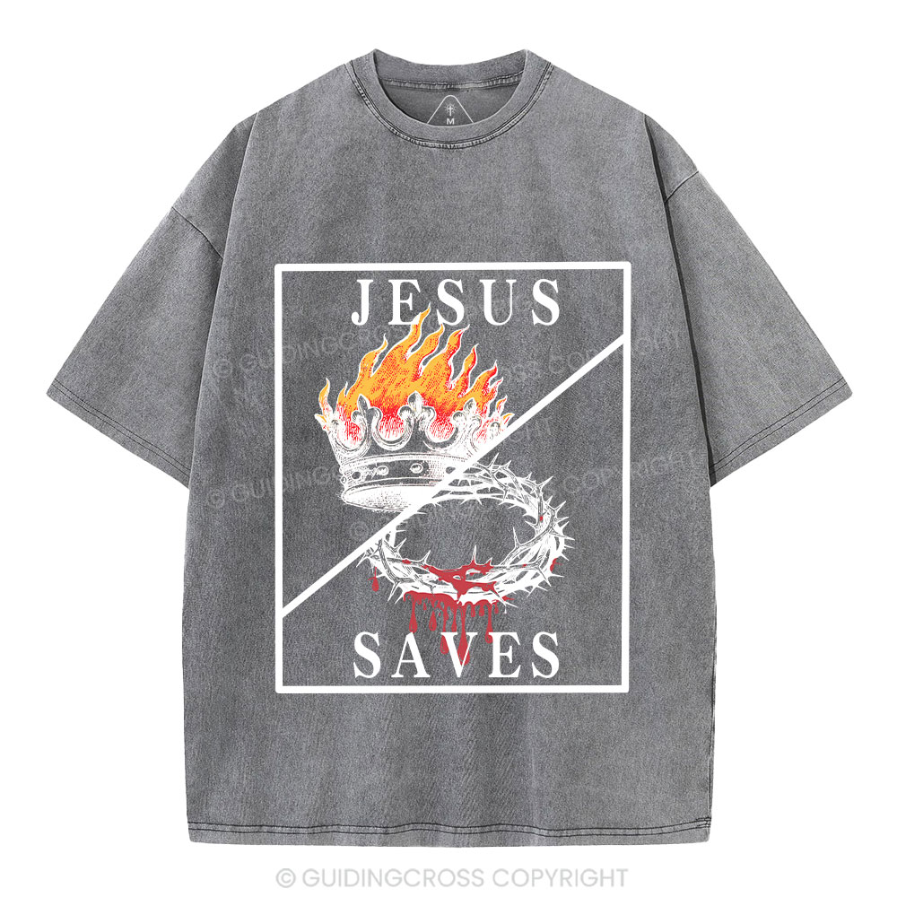 Jesus Saves Christian Washed T-Shirt