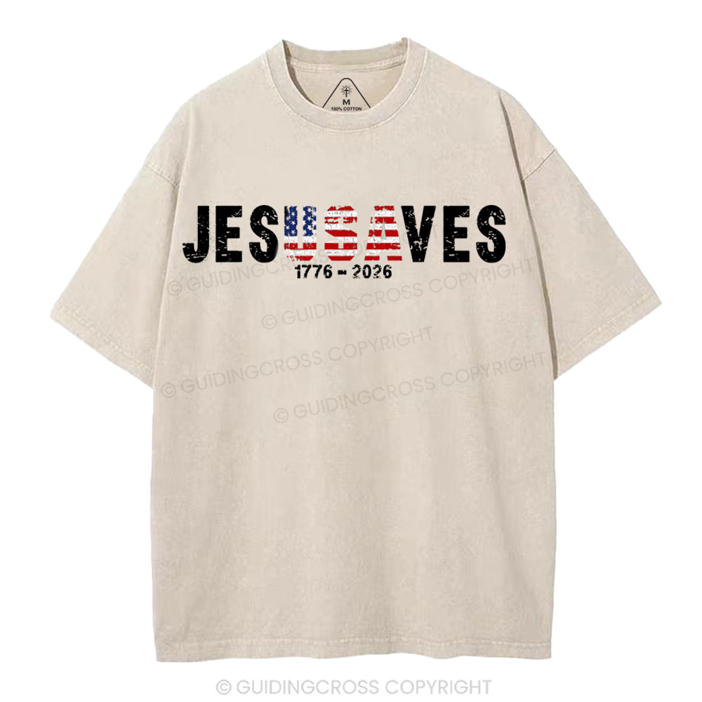 Jesus Saves Christian Washed T-Shirt