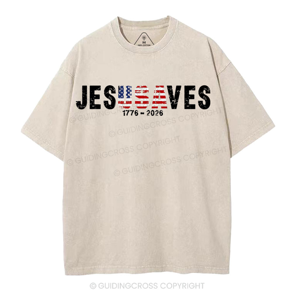 Jesus Saves Christian Washed T-Shirt