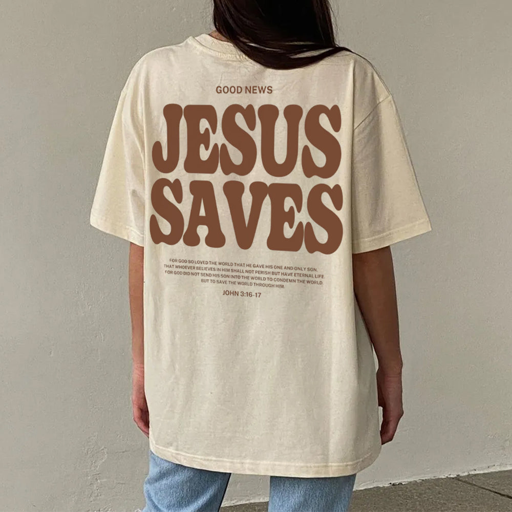 Jesus Saves Christian Washed T-Shirt